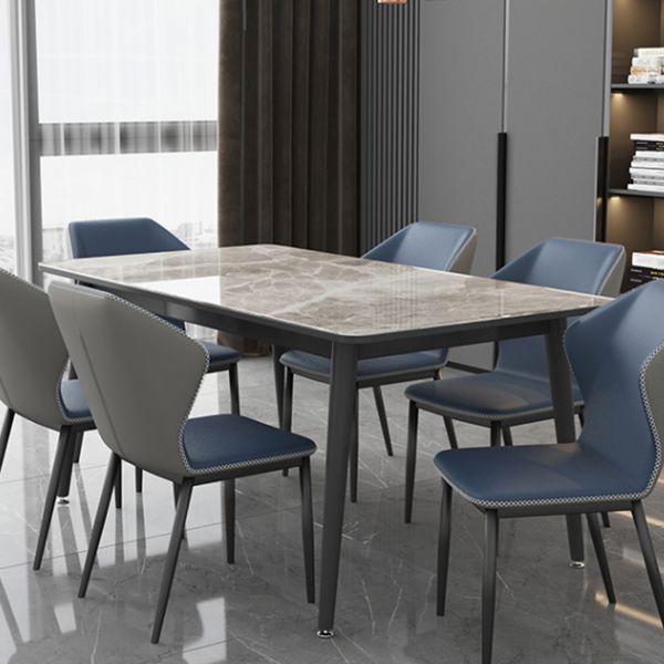 Sintered Stone Two-Color Dining Table Simplicity 4 Legs Table for Dining Room Clearhalo ' dining_table' 'Dining Tables & Seating' 'Dining Tables' 'Furniture' 'furniture_dining_table' 'Kitchen & Dining Furniture' 'kitchen&dining_furn' 'kitchen' 'kitchen_dining_table' 1200x1200_e69d2644-aa04-4522-86c7-3b608b412a6d