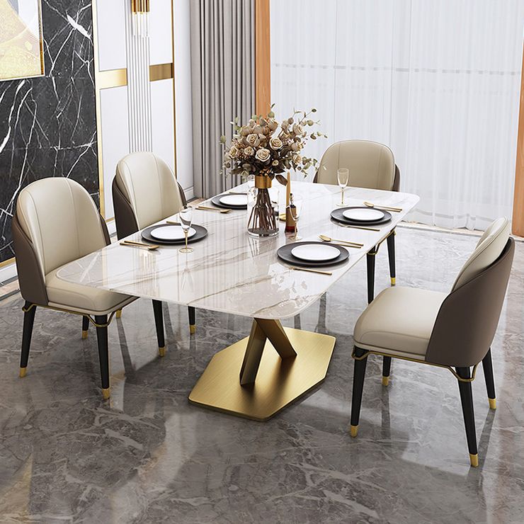 Set da pranzo in pietra sinterizzato in stile glam rettangolo 1/4/5/6/7 pezzi set da pranzo