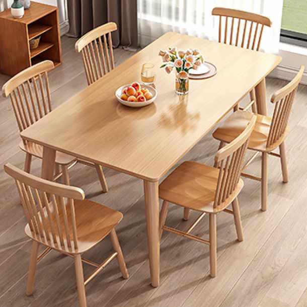 Minimalist Khaki Standard Dining Set Solid Wood Rectangle Shape Dining Set with 4 Legs Table Clearhalo 'Dining Room Sets' 'Dining Tables & Seating' 'dining_room_set' 'furn' 'furn_dining_room_set' 'Furniture' 'furniture_dining_room_set' 'Kitchen & Dining Furniture' 'kitchen&dining_furn' 'kitchen' 1200x1200_e6a1f03c-ccce-4ac5-9e83-fffa4c8ca4b0