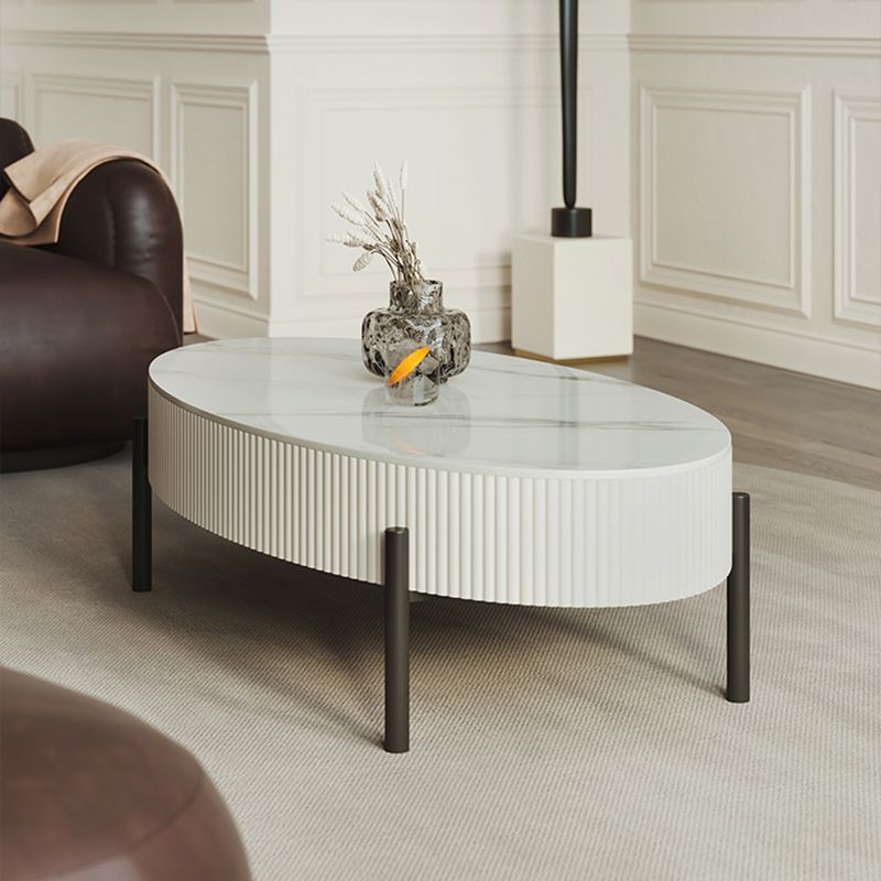 Glam Coffee Cocktail Table with Storage Drawer and 4 Iron Legs Clearhalo 'Coffee & Accent Tables' 'Coffee Tables' 'coffee_tables' 'furn' 'furn_coffee_tables' 'Furniture' 'Living Room Furniture' 1200x1200_e6a7c4d8-283e-41dc-ae84-9264698828fb