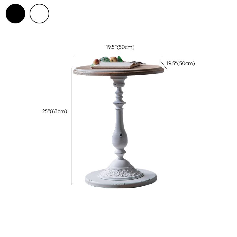 Table d'extrémité en bois massif de forme ronde avec table d'angle de base en métal pour le salon