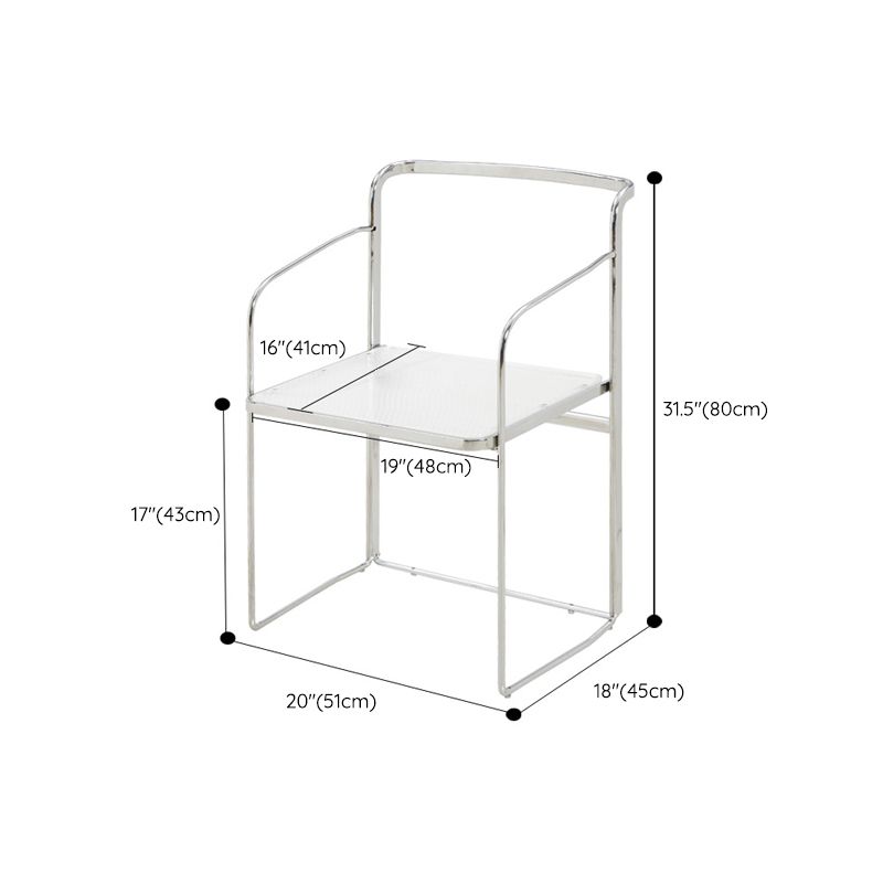 Sillas de comedor de cocina de metal silla lateral de comedor abierta en plata