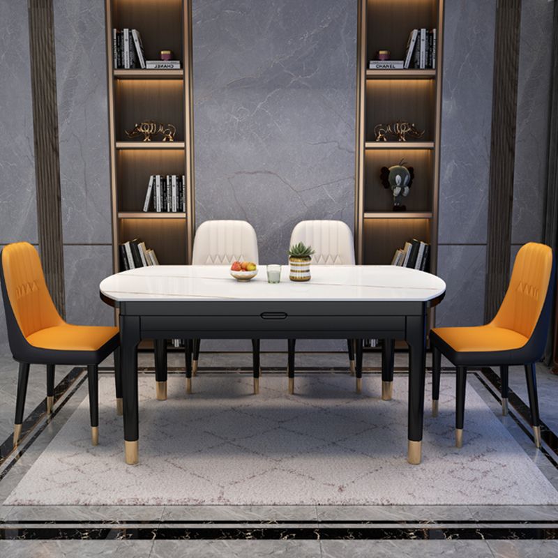 Contemporary Sintered Stone Standard Table Drop-Leaf Round Dining Table for Kitchen Clearhalo ' dining_table' 'Dining Tables & Seating' 'Dining Tables' 'furn' 'furn_dining_table' 'Furniture' 'furniture_dining_table' 'Kitchen & Dining Furniture' 'kitchen&dining_furn' 'kitchen' 'kitchen_dining_table' 1200x1200_e6ab361f-51f3-4a38-96bb-93f12087f6c2