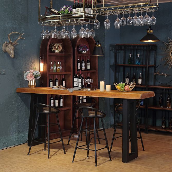 Industrial Dining Rectangle Table Wooden Bar Counter Table for Kitchen Clearhalo 'Bar Furniture' 'Bar Tables' 'bar_tables' 'furn' 'furn_bar_tables' 'Furniture' 'furniture_bar_tables' 'Kitchen & Dining Furniture' 1200x1200_e6ab52a5-1f78-47b0-a689-cde1a4a35613