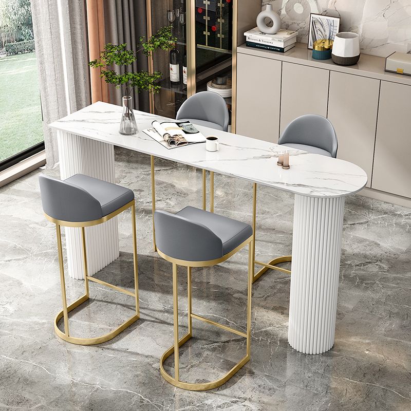 White Colour Bar Wine Table Stone Bar Dining Table with Double Pedestal Clearhalo 'Bar Furniture' 'Bar Tables' 'bar_tables' 'furn' 'furn_bar_tables' 'Furniture' 'Kitchen & Dining Furniture' 1200x1200_e6ad683a-26a8-43fd-b264-26f2c68aa47a