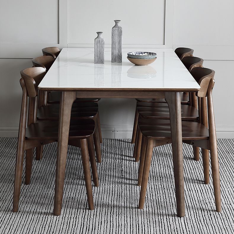Sintered Stone Top Rectangle Table in White Kitchen Table with Wooden 4 Legs Clearhalo ' dining_table' 'Dining Tables & Seating' 'Dining Tables' 'furn' 'furn_dining_table' 'Furniture' 'furniture_dining_table' 'Kitchen & Dining Furniture' 'kitchen&dining_furn' 'kitchen' 'kitchen_dining_table' 1200x1200_e6b0ddaf-85a0-4b65-b466-d6a1343742b3