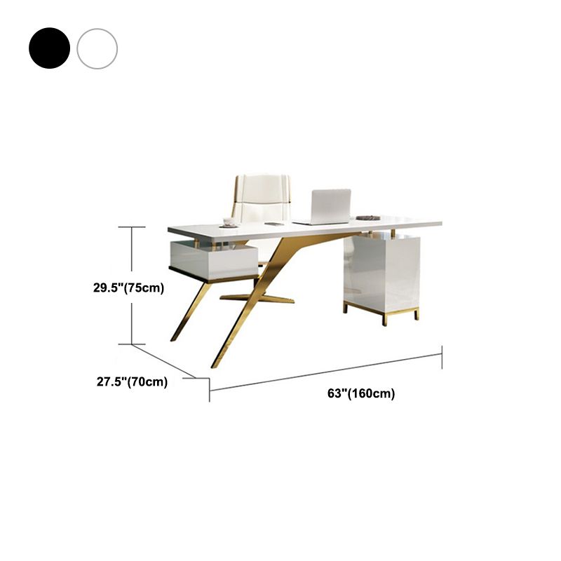 Scrivania scritta bianca e nera glam pietra piedistallo scrivania