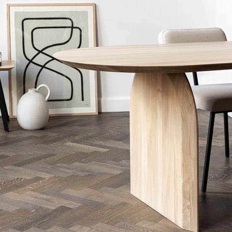 Oval Pine Solid Wood Table Modern Dining Table with Double Pedestal for Restaurant Clearhalo ' dining_table' 'Dining Tables & Seating' 'Dining Tables' 'furn' 'furn_dining_table' 'Furniture' 'furniture_dining_table' 'Kitchen & Dining Furniture' 'kitchen&dining_furn' 'kitchen' 'kitchen_dining_table' 1200x1200_e6b18dfa-860f-484c-aaad-53b06b94c70c