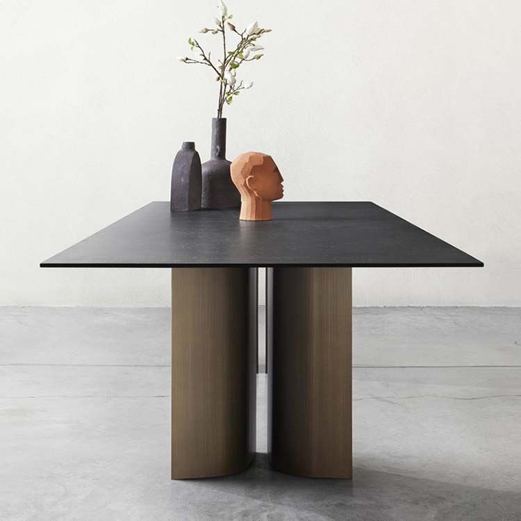Industrial Style Sintered Stone Dining Table Rectangle Dining Table for Kitchen Clearhalo 'Dining Tables & Seating' 'Dining Tables' 'dining_table' 'furn' 'furn_dining_table' 'Furniture' 'Kitchen & Dining Furniture' 1200x1200_e6b30206-9d64-4a2f-a991-209a97215efe
