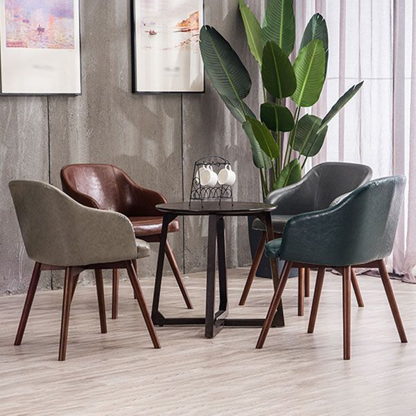 Modern Style Wood Arm Chair Upholstered Fabric Dining Side Chair 19.6"x19.6"x29.9" Clearhalo 'Dining Chairs' 'Dining Tables & Seating' 'dining_chair' 'furn' 'furn_dining_chair' 'Furniture' 'furniture_dining_chair' 'Kitchen & Dining Furniture' 1200x1200_e6b3ad46-eb60-423d-be8f-e3e07fac17b2