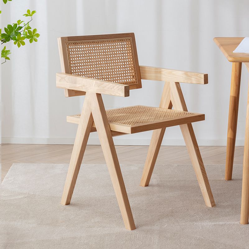 Traditional Wood Dining Chair Coffee Shop Cane Back Dining Chair with Arm Clearhalo ' kitchen&dining_furn' 'Dining Chairs' 'Dining Tables & Seating' 'dining_chair' 'furn' 'furn_dining_chair' 'Furniture' 'furniture_dining_chair' 'Kitchen & Dining Furniture' 'kitchen' 1200x1200_e6b3b525-4c97-42d4-8b28-23364617c854