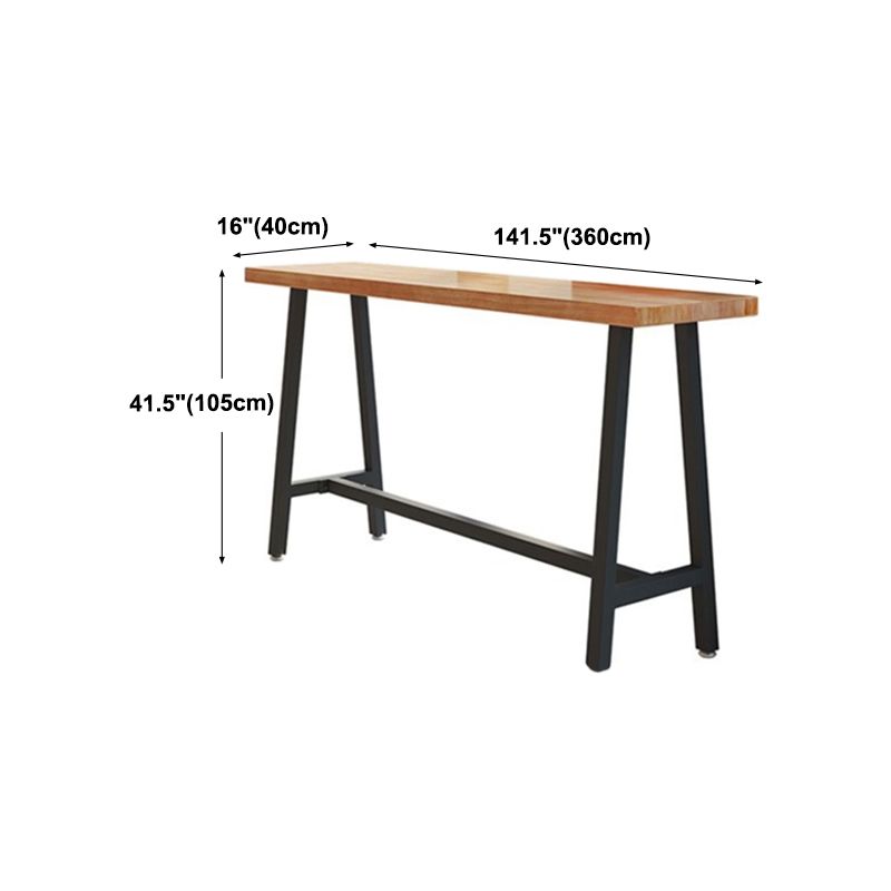 Modern Wood Bistro Bar Table with Rectangle Table Top Black Trestle Table - 42" H Clearhalo 'Bar Furniture' 'Bar Tables' 'bar_tables' 'furn' 'furn_bar_tables' 'Furniture' 'furniture_bar_tables' 'Kitchen & Dining Furniture' 1200x1200_e6b46c9f-a50a-4b0c-936c-95b9d2321072