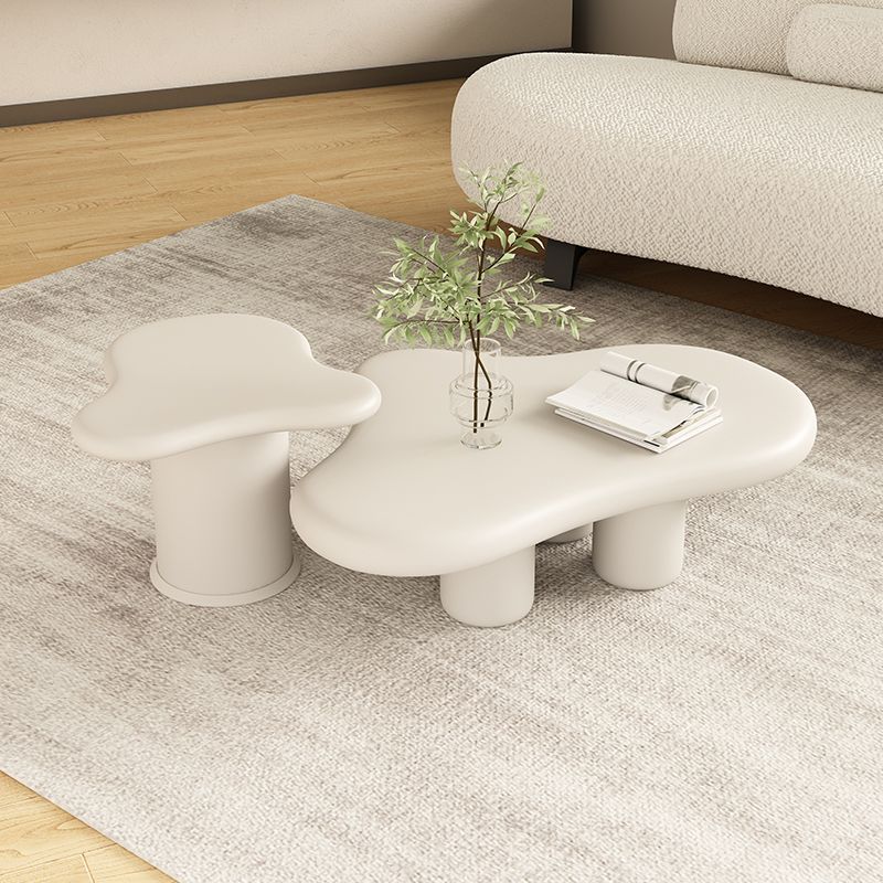 White Wood Coffee Table Free-Form Modern No Distressing Coffee Table Clearhalo 'Coffee & Accent Tables' 'Coffee Tables' 'coffee_tables' 'furn' 'furn_coffee_tables' 'Furniture' 'Living Room Furniture' 1200x1200_e6b5ddaf-754f-4d29-bee5-1e7fc91db48d
