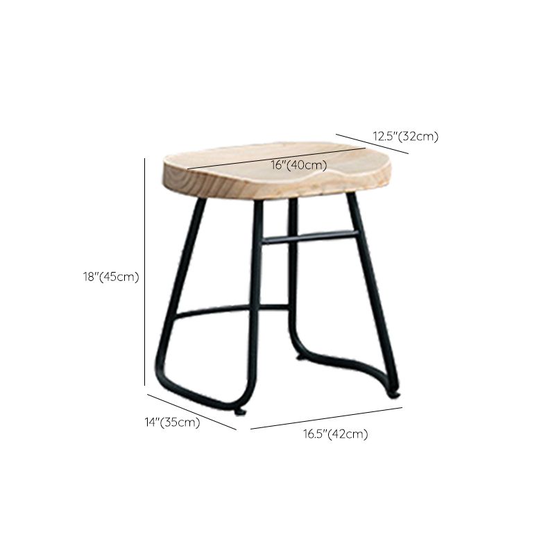 Industrial Counter Bar Stool Natural Solid Wood and Metal Saddle Seat Counter Chair