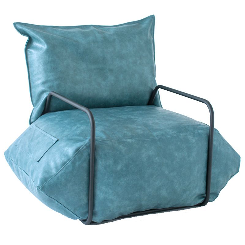 Contemporary Armchair Pillow Back Round Arms with Black Legs Leather Arm Chair Clearhalo 'Accent Chairs' 'accent_chairs' 'Chairs & Seating' 'furn' 'furn_accent_chairs' 'Furniture' 'Living Room Furniture' 1200x1200_e6b88470-7125-4ec1-9f28-8974df5e3567