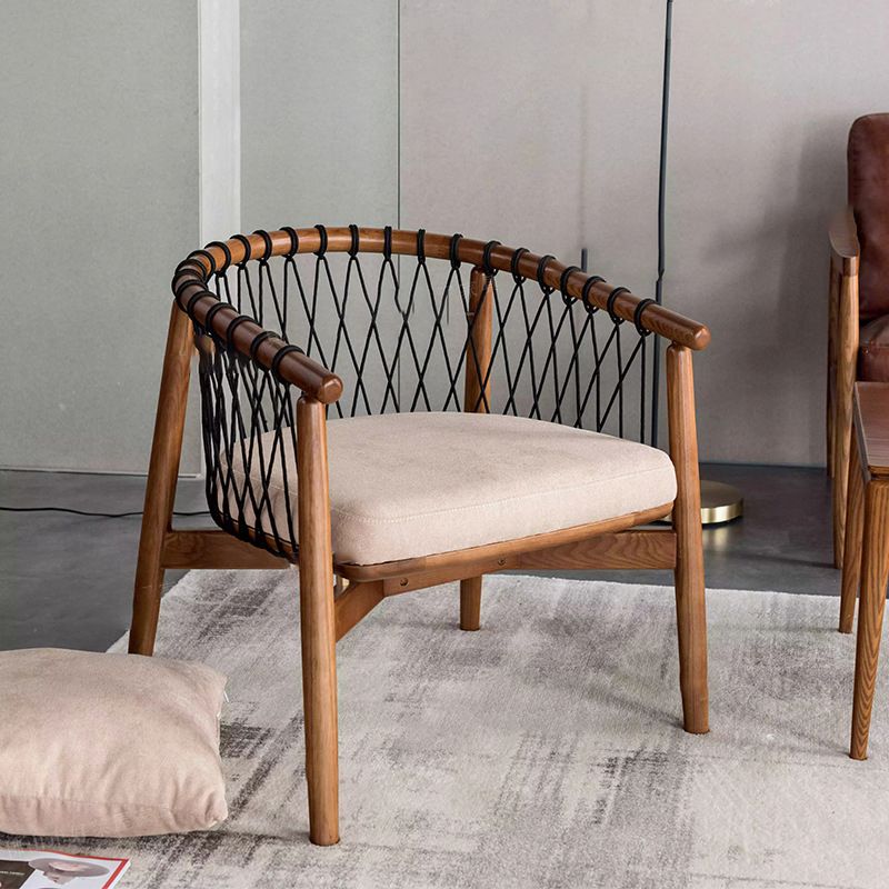 Barrel Accent Chair Solid Wood Arm Chair in Brone with Pillow Back Clearhalo 'Accent Chairs' 'accent_chairs' 'Chairs & Seating' 'furn' 'furn_accent_chairs' 'Furniture' 'Living Room Furniture' 1200x1200_e6b8a843-3ac3-4881-9ba8-f0b971a253ad