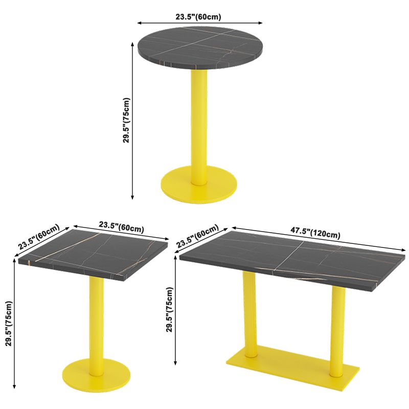 Industrial Style Sintered Stone Dinner Room Kitchen Table Black Top Table with Yellow Frame Clearhalo ' dining_table' 'Dining Tables & Seating' 'Dining Tables' 'furn' 'furn_dining_table' 'Furniture' 'furniture_dining_table' 'Kitchen & Dining Furniture' 'kitchen&dining_furn' 'kitchen' 'kitchen_dining_table' 1200x1200_e6b9174d-04bd-4128-b97a-caf04594dc3b