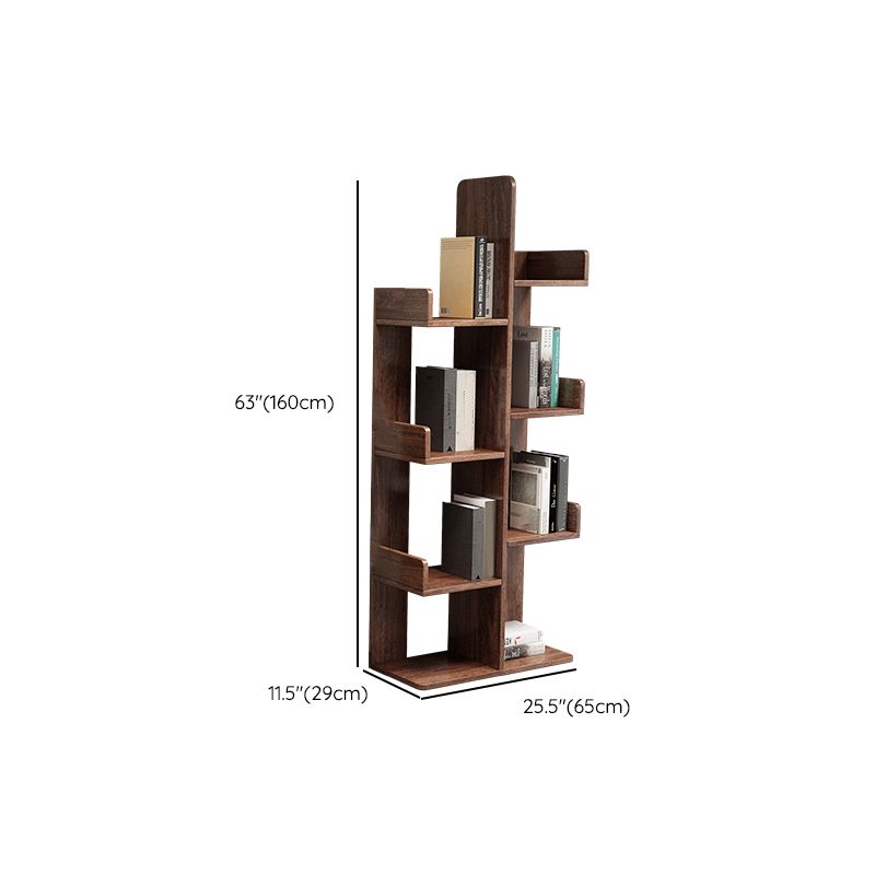Modern Style Open Back Bookshelf Vertical Wooden Bookcase in Brown Clearhalo 'Bookcases' 'furn' 'furn_bookcases' 'Furniture' 'Office Furniture' 1200x1200_e6b96e5e-f58f-4e52-9c9b-c32301ef33d5
