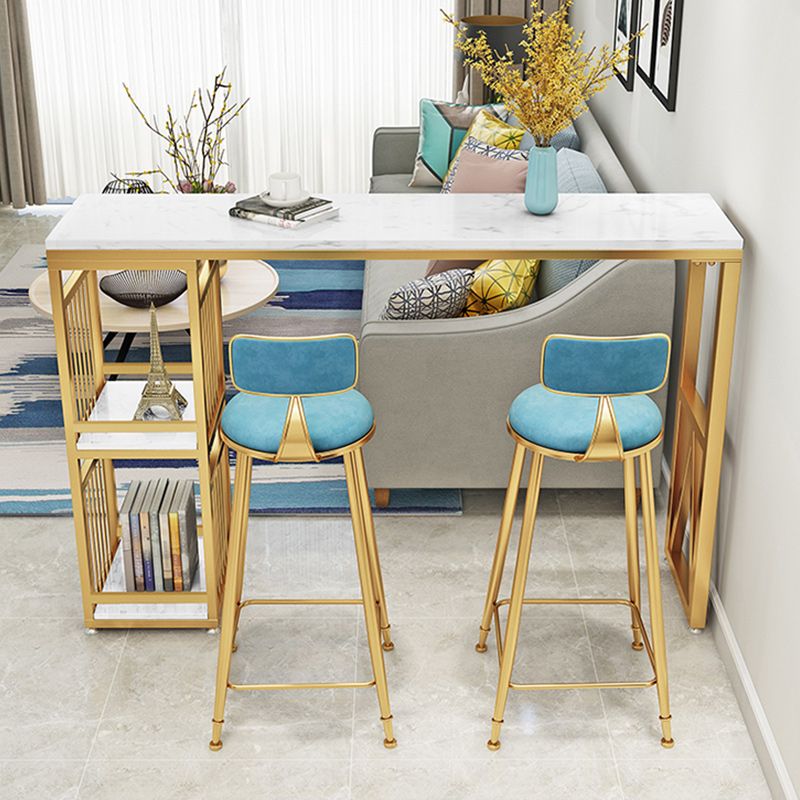 Table à vin de comptoir en marbre avec rangement Table de pub de hauteur de bar blanc de rangement pour boutique