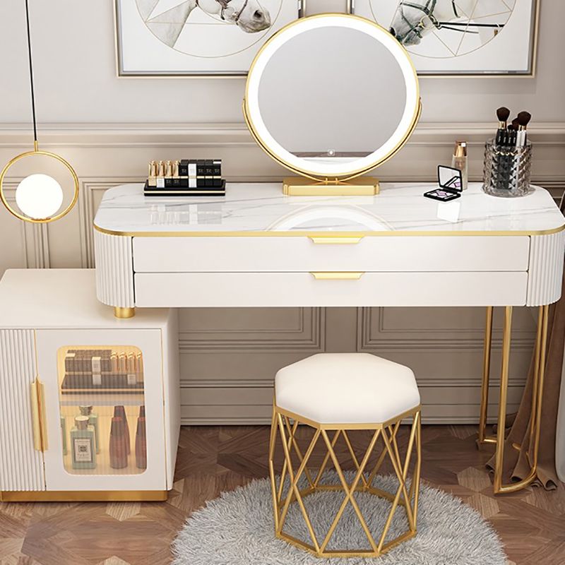 Eitelkeitsverkleidetisch im Glamstil mit 2 Schubladen und Steinoberteil