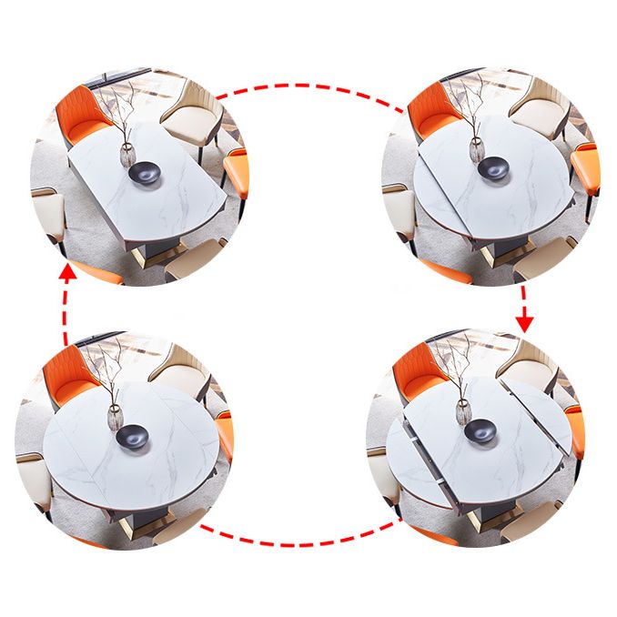 Runder gesinterte Stein Esstisch moderne ausziehbare Möbel mit Stahlbasis