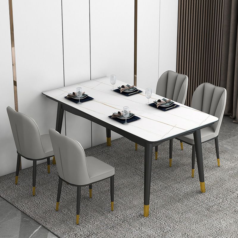 Rechthoekige gesinterde stenen eettafel luxe 4 poten meubels in matte afwerking voor thuis