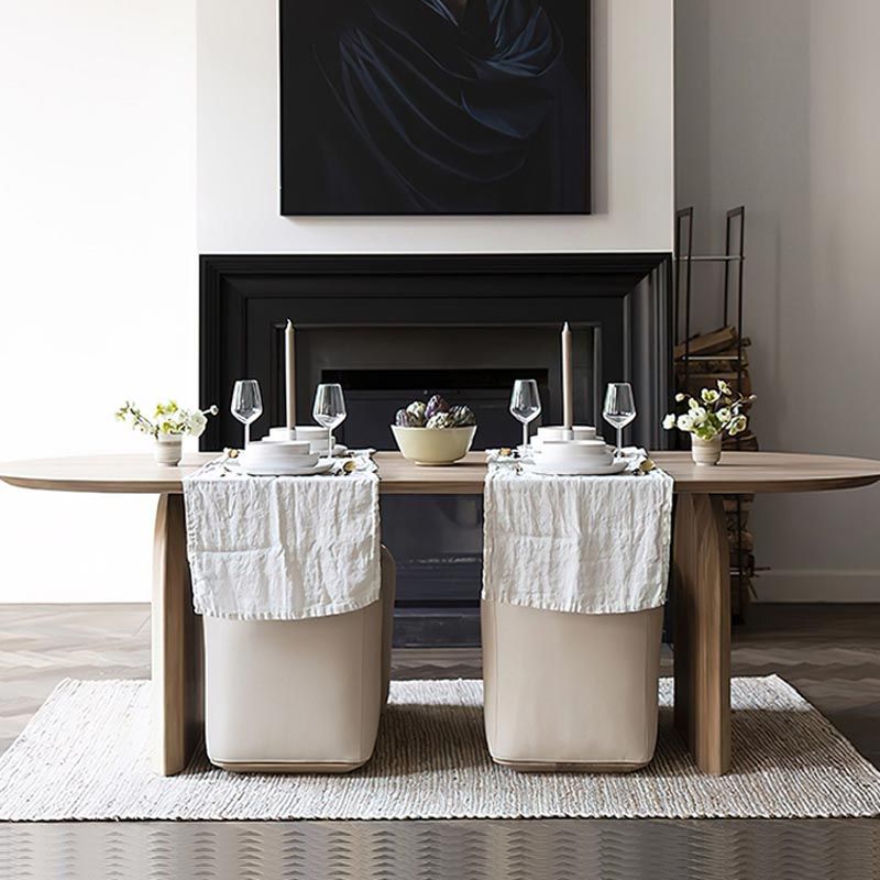 Table à manger en bois massif ovale meubles modernes avec double piédestal pour le bureau