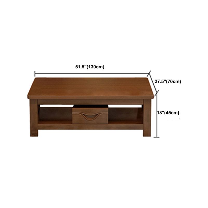 Legno massiccio scandinavo 4 gambe tavolo da cocktail caffè con scaffali/cassetti