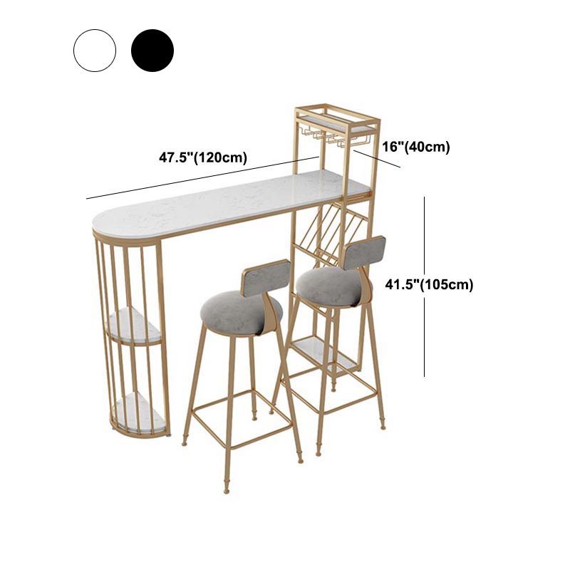 42-inch Height Bar Table Artificial Marble Glam Style Bistro Table with Storage Shelf Clearhalo 'Bar Furniture' 'Bar Tables' 'bar_tables' 'furn' 'furn_bar_tables' 'Furniture' 'furniture_bar_tables' 'Kitchen & Dining Furniture' 1200x1200_e6bd4fb4-deb6-4424-a0bc-9b755cbeaafe