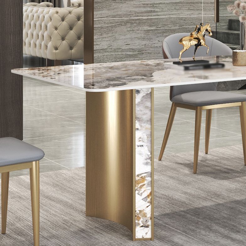 Luxury 1/3/4/5/7 Pieces Dining Set Sintered Stone Top Dining Table with Leather Chairs Clearhalo 'Dining Room Sets' 'Dining Tables & Seating' 'dining_room_set' 'furn' 'furn_dining_room_set' 'Furniture' 'furniture_dining_room_set' 'Kitchen & Dining Furniture' 1200x1200_e6bee39a-6155-4111-8739-8de0a45402fd