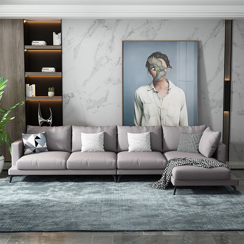 Tessuto moderno divano e chaise del braccio quadrato a forma L moderna con cuscini