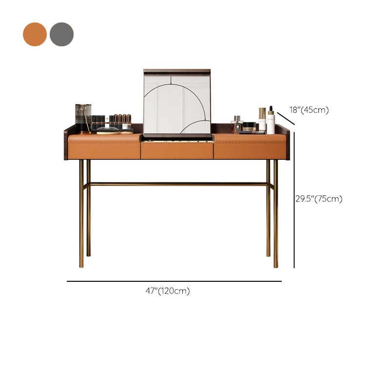 Glam vanità set in pelle top-top con vanità per trucco per camera da letto a specchio a specchio del cassetto