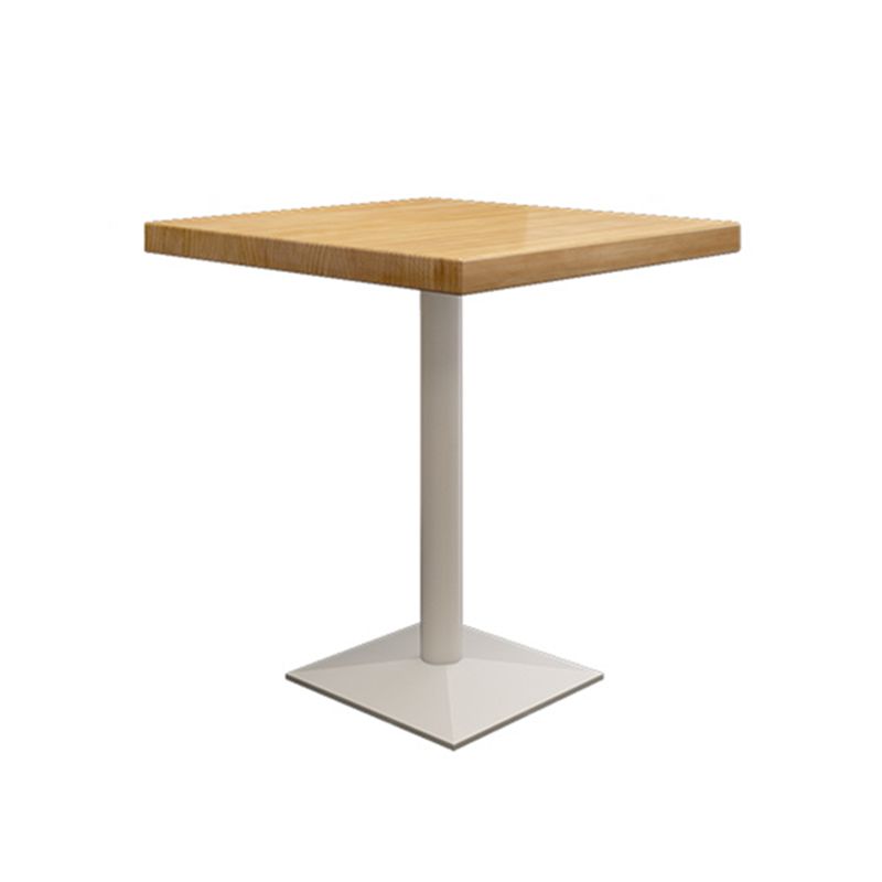 金属工業用四角いダイニングテーブルパインウッドトップテーブル付き台座