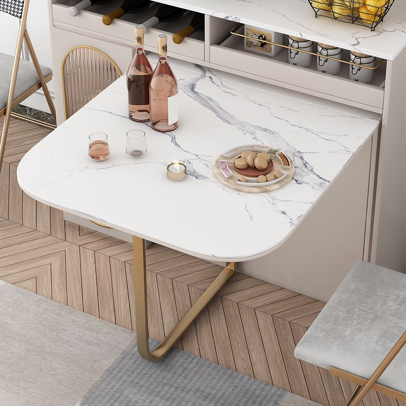 Modern Style Rectangle Dining Table 62.3" White Sintered Stone Drop-Leaf Dining Table Clearhalo ' dining_table' 'Dining Tables & Seating' 'Dining Tables' 'furn' 'furn_dining_table' 'Furniture' 'furniture_dining_table' 'Kitchen & Dining Furniture' 'kitchen&dining_furn' 'kitchen' 'kitchen_dining_table' 1200x1200_e6c2754a-3440-4381-bf4f-b93dd15d470d