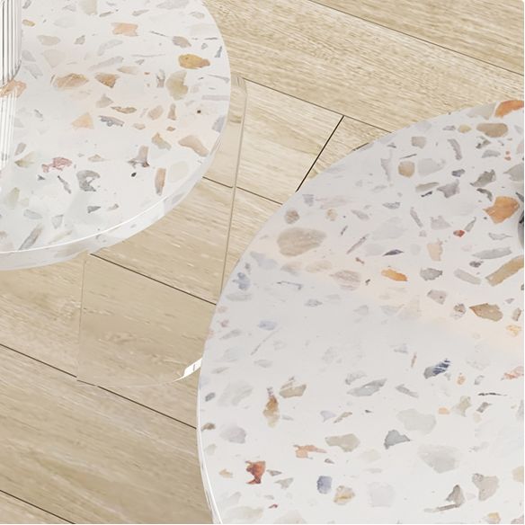 Round Terrazzo Coffee Cocktail Table Set with Acrylic/Ash Legs Clearhalo 'Coffee & Accent Tables' 'Coffee Tables' 'coffee_tables' 'furn' 'furn_coffee_tables' 'Furniture' 'Living Room Furniture' 1200x1200_e6c3d490-f5a9-46ee-b648-4dc6dc85ea11
