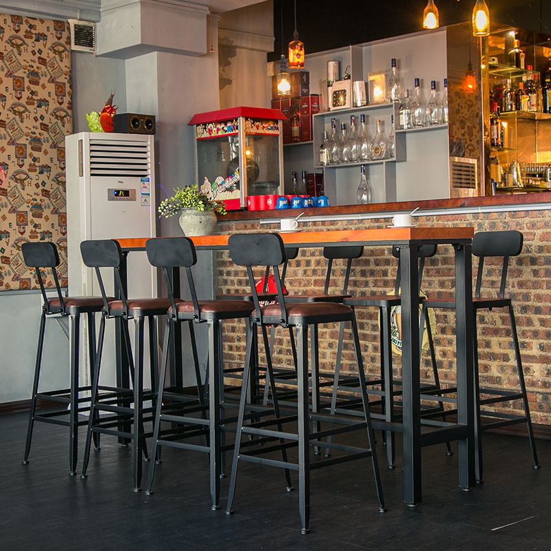 Solid Wood Bar Dining Table Industrial Bar Dining Table with Trestle Base in Black Clearhalo 'Bar Furniture' 'Bar Tables' 'bar_tables' 'furn' 'furn_bar_tables' 'Furniture' 'furniture_bar_tables' 'Kitchen & Dining Furniture' 1200x1200_e6c3ecab-10e1-45e0-be59-8456e183e731