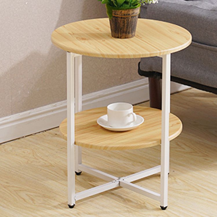 Contemporary Cross Legs End Table Round Double Tier End Table