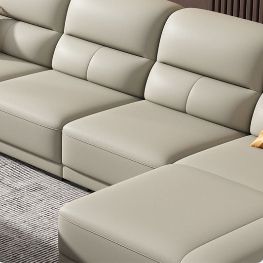 Ultra-Modern Genuine Sofa with Pillow Back and Rolled Arm in Wood
