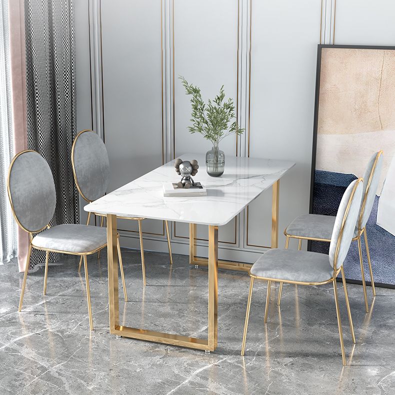 Glam Iron Dining Table Set 1/2/5 Pieces Rectangle White Sintered Stone Top Dinette Set Clearhalo 'Dining Room Sets' 'Dining Tables & Seating' 'dining_room_set' 'furn' 'furn_dining_room_set' 'Furniture' 'furniture_dining_room_set' 'Kitchen & Dining Furniture' 1200x1200_e6c87b27-8ab5-45b3-a264-3e1ae60887e4
