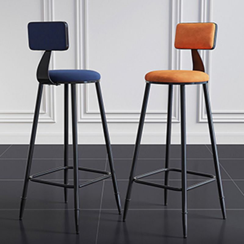 Modern Armless Backrest Counter Stool Steel Kitchen Bar Stool with Cushion and Pedal