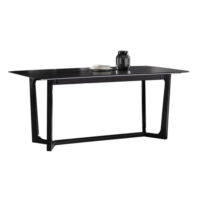 Mid-Century Modern Dining Table Black Rectangle Sintered Stone Dining Table Clearhalo ' dining_table' 'Dining Tables & Seating' 'Dining Tables' 'furn' 'furn_dining_table' 'Furniture' 'furniture_dining_table' 'Kitchen & Dining Furniture' 'kitchen&dining_furn' 'kitchen' 'kitchen_dining_table' 1200x1200_e6c933f2-6f3a-472b-9310-4806361aca16