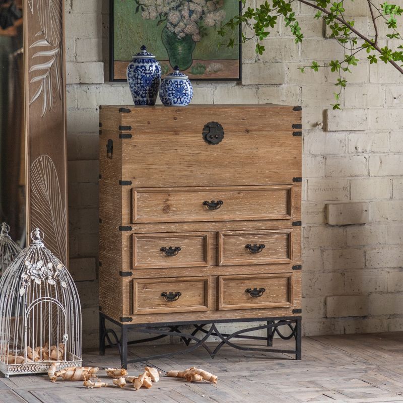 Moderne moderne houten rechthoek IJzeren benen Accent Cabinet met lade