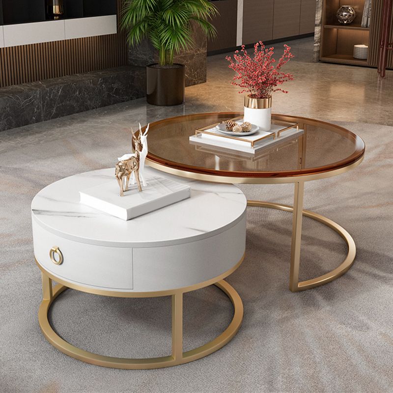 Rahmen-Basis-Design, runder Glas-/Kunsttisch, Couchtisch mit Metallbasis