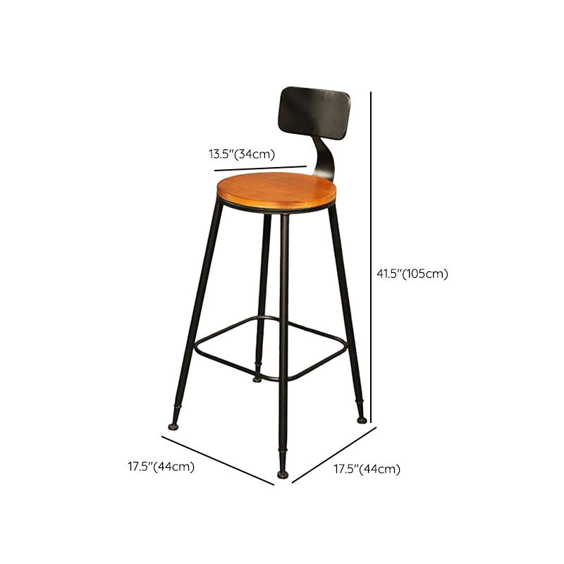 Taburetes de bar de madera contemporáneos, taburete de bar sin brazos con patas de metal