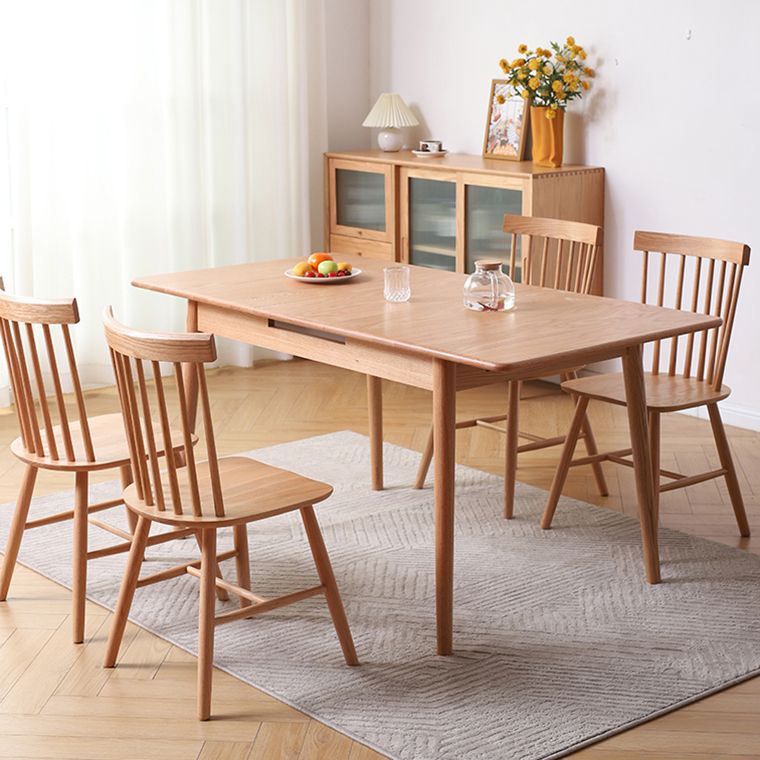 Extendable Cherry Wood Dining Table in Nature Rectangle Kitchen Table with 4 Legs Clearhalo ' dining_table' 'Dining Tables & Seating' 'Dining Tables' 'furn' 'furn_dining_table' 'Furniture' 'furniture_dining_table' 'Kitchen & Dining Furniture' 'kitchen&dining_furn' 'kitchen' 'kitchen_dining_table' 1200x1200_e6cdadb2-1786-473e-ae4c-e67ffbd8ed99