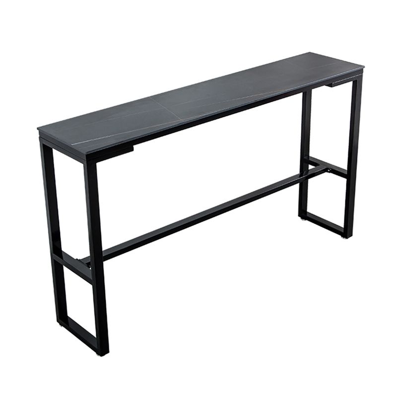 Matte Finish Stone Top Bistro Table with Black Metal Frame for Home Clearhalo 'Bar Furniture' 'Bar Tables' 'bar_tables' 'furn' 'furn_bar_tables' 'Furniture' 'Kitchen & Dining Furniture' 1200x1200_e6cddecb-d8bf-446d-9ea5-e2fbf541df38
