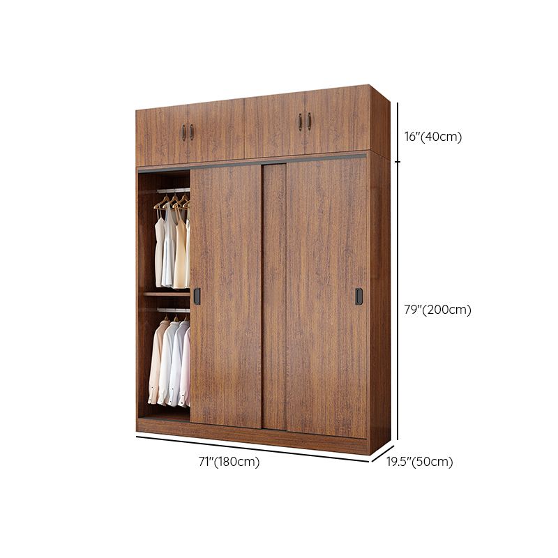 Solid Wood Frame Wardrobe Freestanding Wardrobe with Sliding Doors