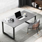 Pewter Rectangular Office Desk Stone and Metal Writing Desk Sled Clearhalo 'furn' 'furn_office_desk' 'Furniture' 'Office Desks' 'Office Furniture' 'office_desk' 1200x1200_e6ceff03-9275-4bc3-bb22-917d552d6929
