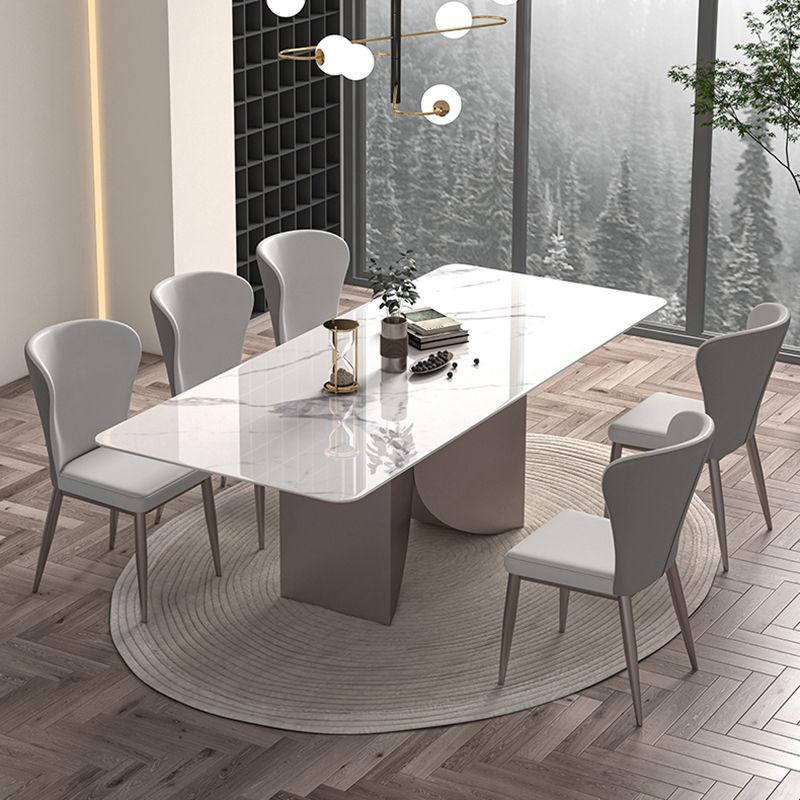 Nordic Glam Rectangle Sintered Stone Dining Table Set 1/2/4/6/7 Pieces Dining Set Clearhalo 'Dining Room Sets' 'Dining Tables & Seating' 'dining_room_set' 'furn' 'furn_dining_room_set' 'Furniture' 'furniture_dining_room_set' 'Kitchen & Dining Furniture' 1200x1200_e6d106d8-468d-4dfc-bd0e-e702d09443b1