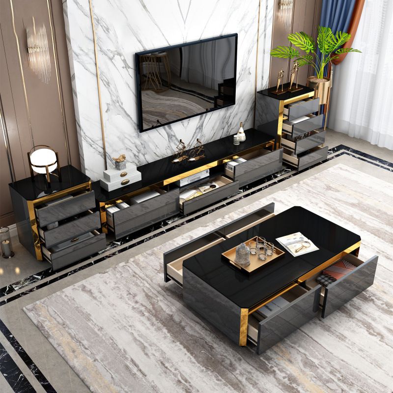 Open Storage TV Media Console Glam Media Console TV Stand with Drawers Clearhalo 'furn' 'furn_tv_stands_entertainment_centers' 'Furniture' 'Living Room Furniture' 'TV Stands & Entertainment Centers' 'TV Stands & Media Storage Furniture' 'tv_stands_entertainment_centers' 1200x1200_e6d12a16-2880-4bf0-be40-a182245c4d4e